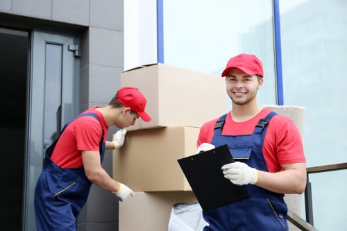 Removal team planning a move in a Knightsbridge apartment building