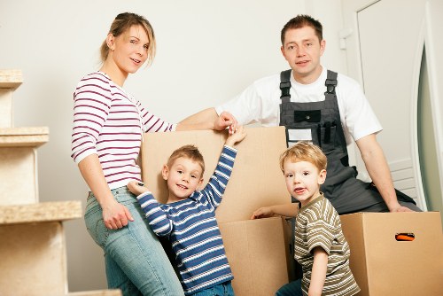 Removal van loading boxes for a student move in Knightsbridge