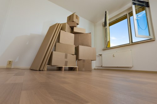 Packed boxes and furniture handling for a Knightsbridge home move