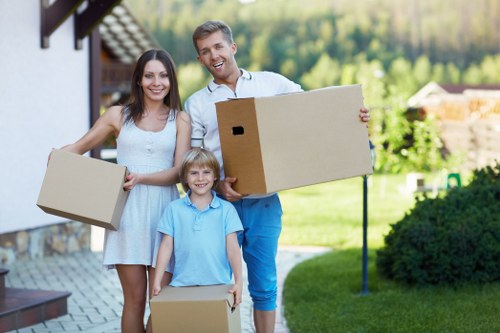 Packing supplies and organised moving boxes in a Knightsbridge property