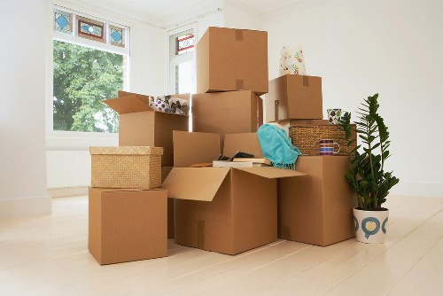 Boxes and household items being loaded for a Knightsbridge flat move